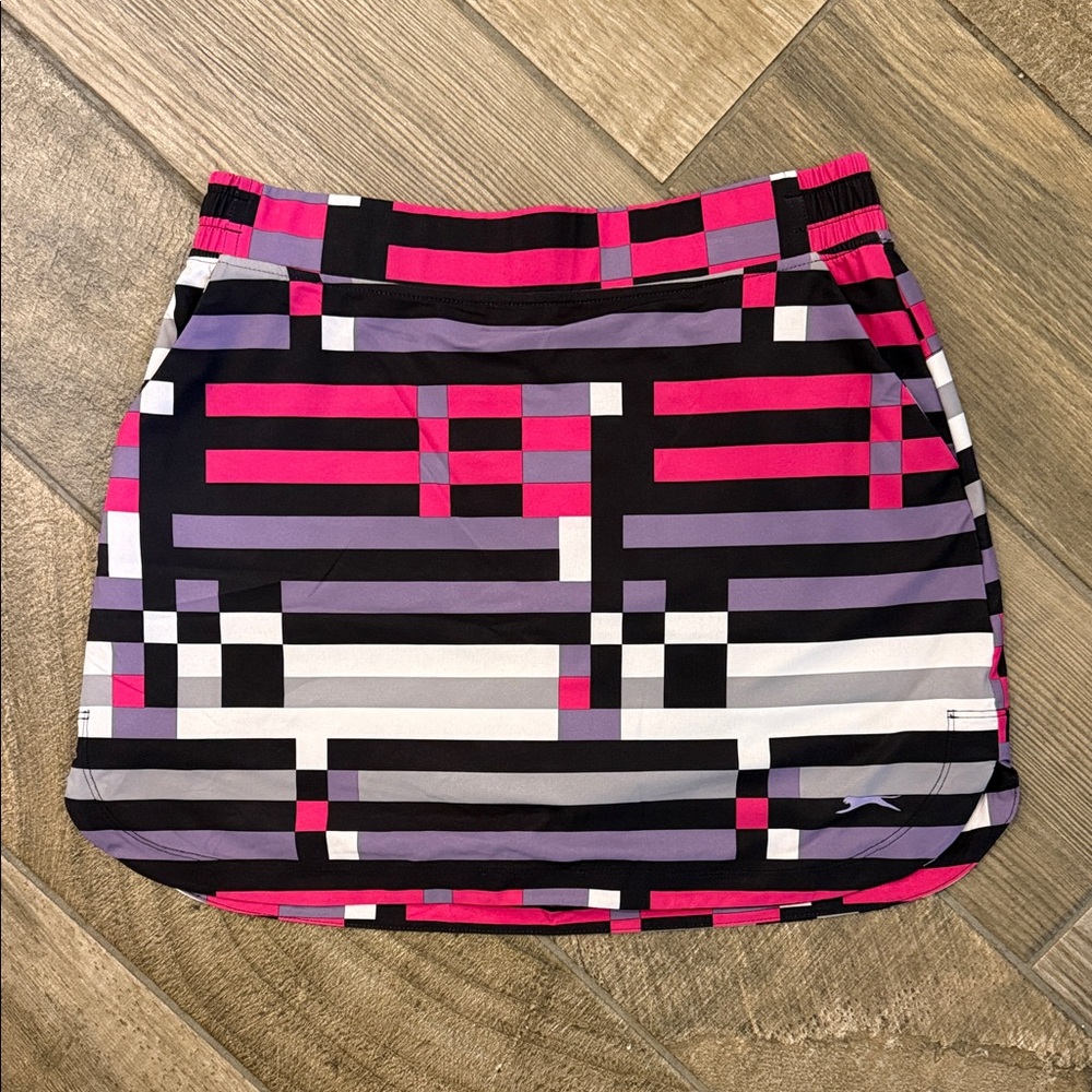 Slazenger Golf Skort Women’s M Pink Black Geometric Built-In Shorts Pockets - Picture 5 of 11